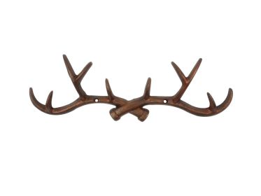 Rustic Copper Cast Iron Antler Wall Hooks 15""