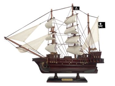 Wooden Black Pearl White Sails Pirate Ship Model 15""