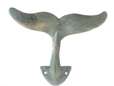 Antique Bronze Cast Iron Decorative Whale Tail Hook 5""