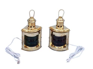 Solid Brass Port and Starboard Electric Lantern 12""