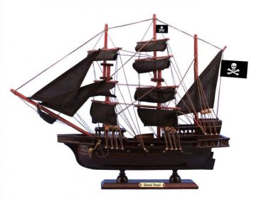 Wooden Black Pearl Black Sails Pirate Ship Model 15""