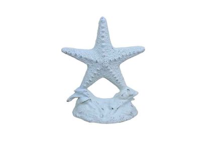 Whitewashed Cast Iron Starfish Door Stopper 11""