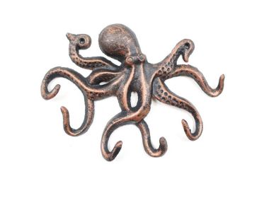 Rustic Copper Cast Iron Octopus Hook 11""