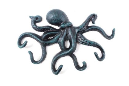 Seaworn Blue Cast Iron Octopus Hook 11""