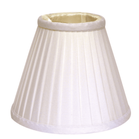 Slant Side Pleat Chandelier Lampshade With Flame Clip, White Set Of 6 (Color: White)