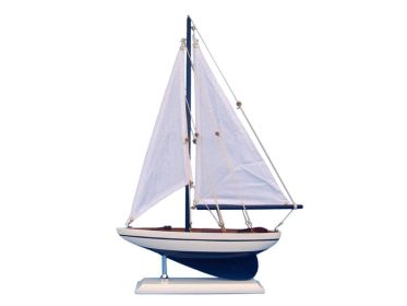 Wooden Blue Pacific Sailer Model Sailboat Decoration (Option: 17"")