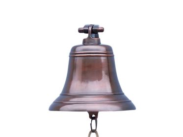 Antiqued Copper Hanging Ships Bell (Option: 9"")