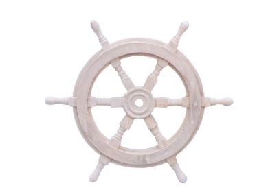 Classic Wooden Whitewashed Decorative Ship Steering Wheel (size: 18"")