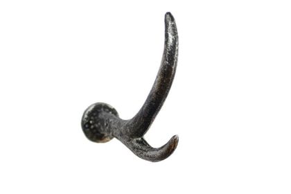Rustic Silver Cast Iron Hook 5" (Option: Antler)