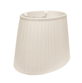 Slant Linen Oval Side Pleat Softback Lampshade With Washer Fitter, White (Color: White)