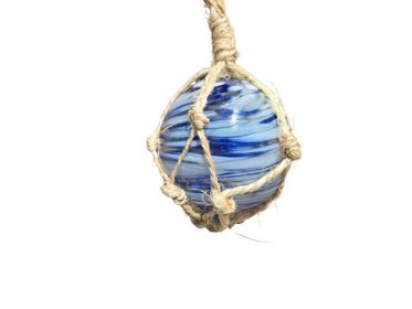 Handblown Glass Ball Fishing Float with Brown Netting Decoration 4"" (Option: Mariners Dream)