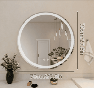 Smart Anti-fog LED Bathroom Mirror With Dual Lights And 3-Color Temperature Memory Dimming (Option: Circular Shape)