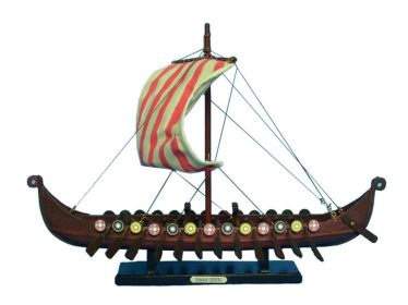 Wooden Viking Drakkar Model Boat (size: 14"")