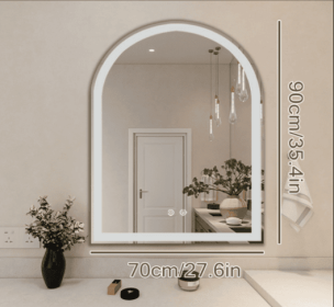Smart Anti-fog LED Bathroom Mirror With Dual Lights And 3-Color Temperature Memory Dimming (Option: Arch Shape)