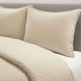 King/CAL King Lightweight Cotton Linen Reversible 3-PC Quilt Set (Color: Beige)