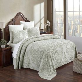 Full Size 100-Percent Cotton Chenille 3-Piece Coverlet Bedspread Set in (Color: Sage)