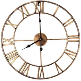 Decorative 18.5-inch Roman Numerals Silent Non-Ticking Wall Clock in (Color: Gold)