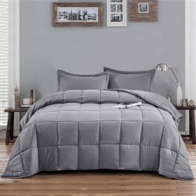 Full/Queen Traditional Microfiber Reversible 3 Piece Comforter Set in (Color: grey)