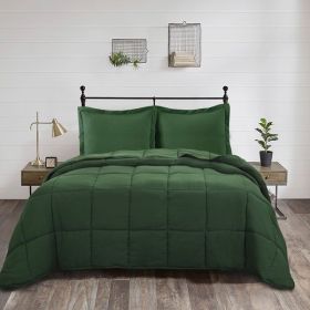 Queen Size 3 Piece Microfiber Reversible Comforter Set (Color: Green)