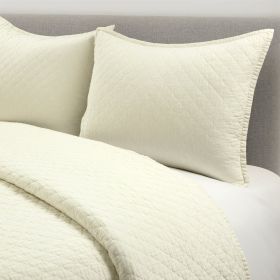 Full/Queen Lightweight Cotton Linen Textured Reversible 3-Piece Quilt Set (Color: Ivory)
