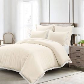 King French Country 5-Piece Lightweight Comforter Set with Lace Trim (Color: Ivory)