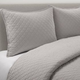 King/CAL King Lightweight Cotton Linen Reversible 3-PC Quilt Set (Color: grey)