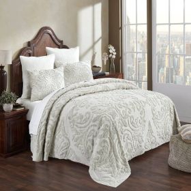 Queen size 100-Percent Cotton Chenille 3-Piece Coverlet Bedspread Set in (Color: Ivory)
