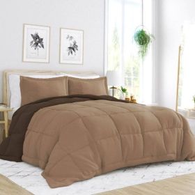 King/Cal King 3-Piece Microfiber Reversible Comforter Set in (Color: Taupe Brown)