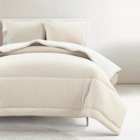 Twin/XL Soft Lightweight Reversible Quilted Comforter Set in (Option: White/Beige)