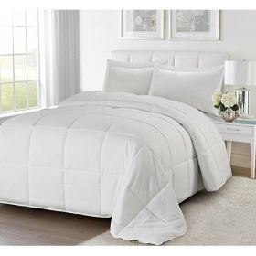 King/Cal King Traditional Microfiber Reversible 3 Piece Comforter Set in (Color: White)