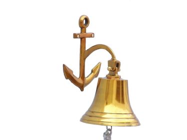 Brass Plated Hanging Anchor Bell (size: 10")