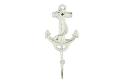 Whitewashed Cast Iron Anchor Hook (Option: 7"")