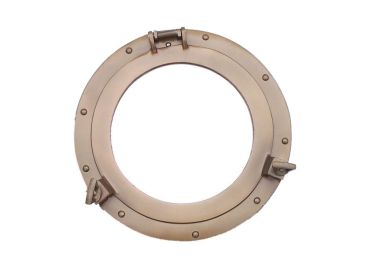 Antique Brass Decorative Ship Porthole Mirror (size: 12"")