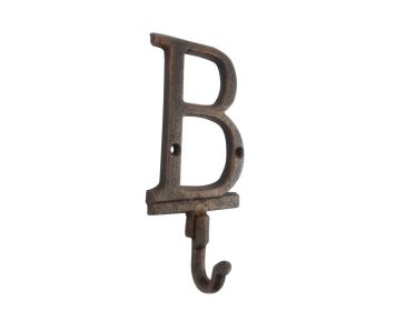 Rustic Copper Cast Iron Letter Alphabet Wall Hook 6"" (Letter: B)
