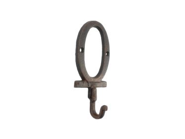 Rustic Copper Cast Iron Letter Alphabet Wall Hook 6"" (Letter: O)