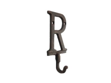 Rustic Copper Cast Iron Letter Alphabet Wall Hook 6"" (Letter: R)