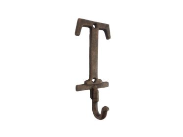 Rustic Copper Cast Iron Letter Alphabet Wall Hook 6"" (Letter: T)