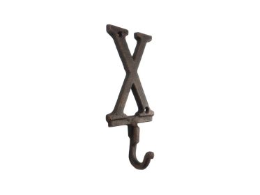 Rustic Copper Cast Iron Letter Alphabet Wall Hook 6"" (Letter: X)