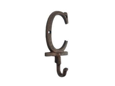 Rustic Copper Cast Iron Letter Alphabet Wall Hook 6"" (Letter: C)
