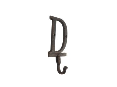 Rustic Copper Cast Iron Letter Alphabet Wall Hook 6"" (Letter: D)