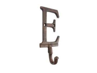 Rustic Copper Cast Iron Letter Alphabet Wall Hook 6"" (Letter: E)