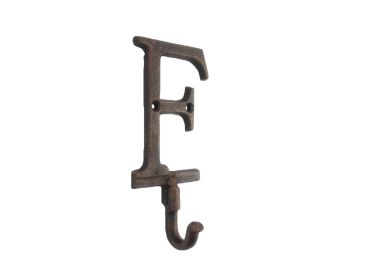 Rustic Copper Cast Iron Letter Alphabet Wall Hook 6"" (Letter: F)