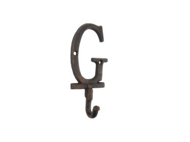 Rustic Copper Cast Iron Letter Alphabet Wall Hook 6"" (Letter: G)