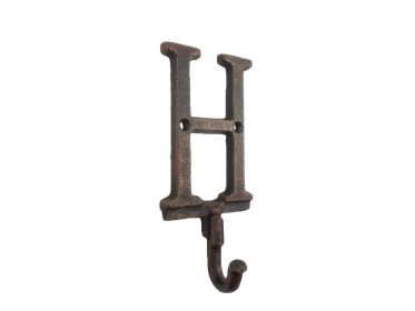 Rustic Copper Cast Iron Letter Alphabet Wall Hook 6"" (Letter: H)