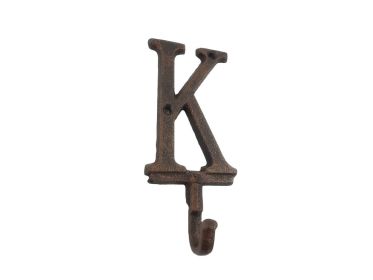 Rustic Copper Cast Iron Letter Alphabet Wall Hook 6"" (Letter: K)