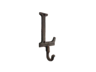 Rustic Copper Cast Iron Letter Alphabet Wall Hook 6"" (Letter: L)