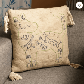 Hand Embroidered Wool Multicolor Cushion (Option: Style1)
