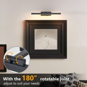 16inch Bathroom Light Fixtures Over Mirror Modern Dimmable LED Vanity Light For Bathroom Wall Lighting (Color: Black)