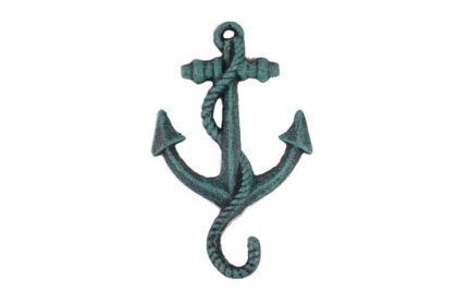 Seaworn Blue Cast Iron Anchor Hook (Option: 5"")