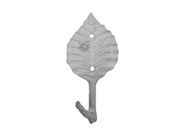 Whitewashed Cast Iron Birch Tree Decorative Metal Tree Branch Hook 6.5"" (Option: Leaf)